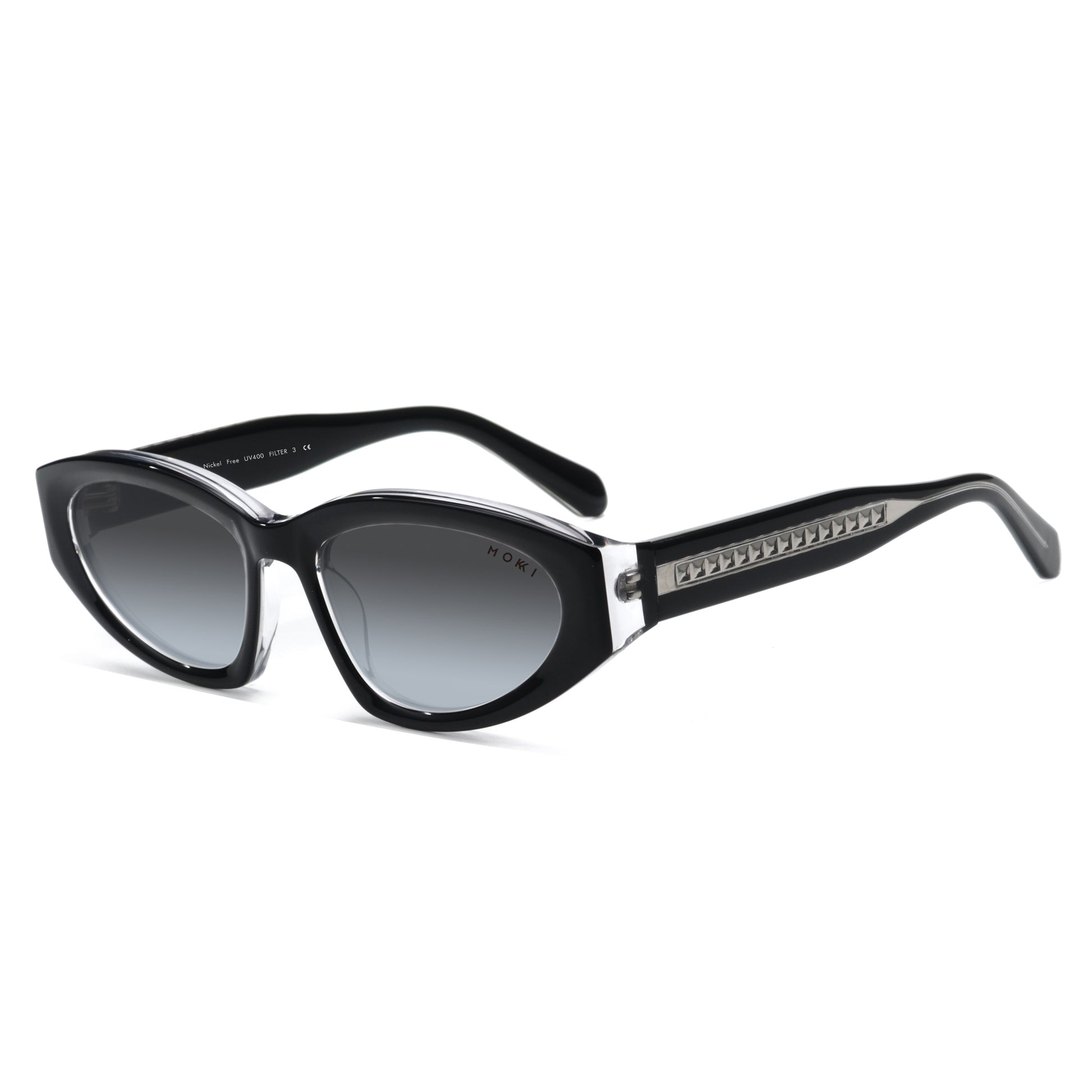 Mokki Streamlined Slim Sunglasses in transparent black