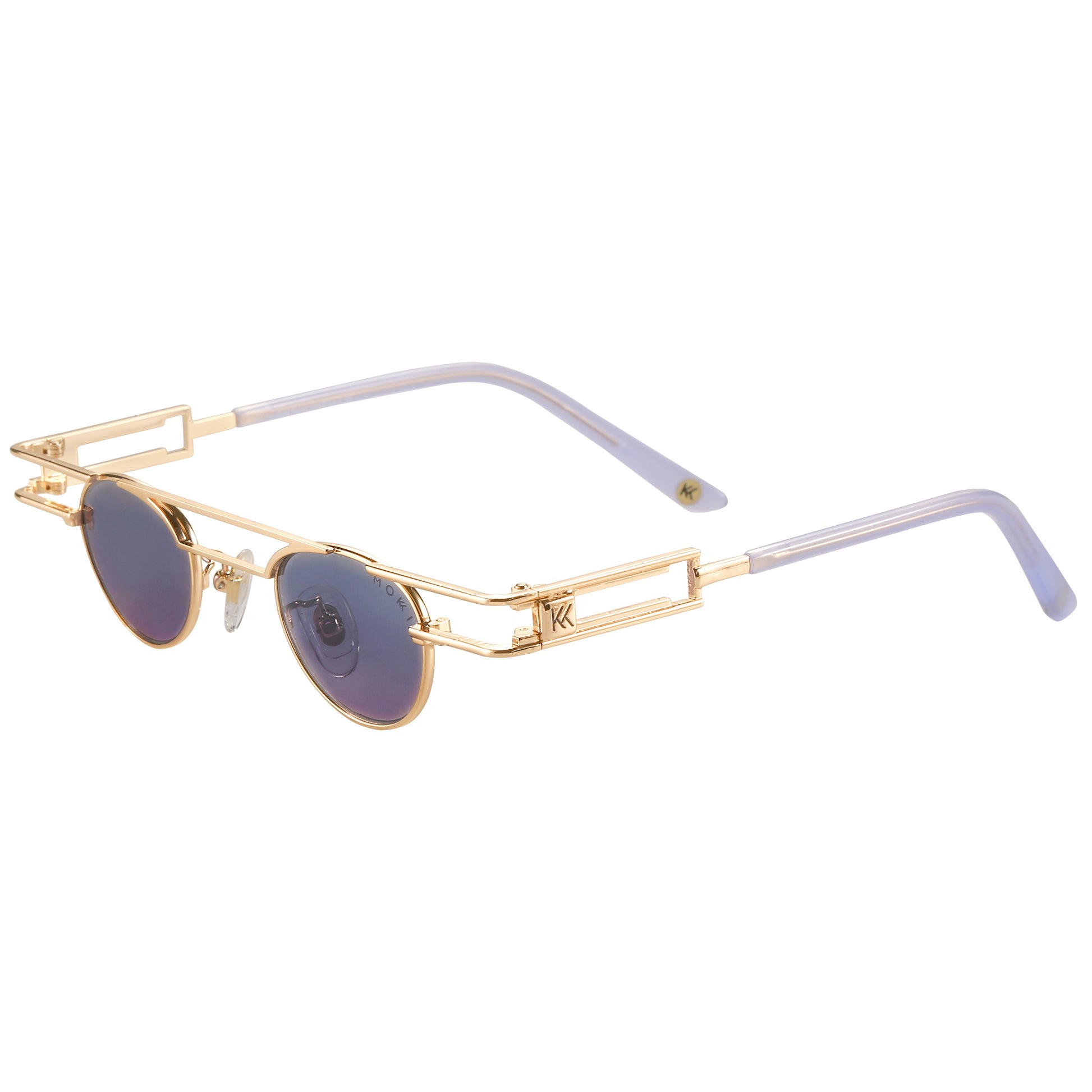 Mokki Petite Ovals 18k Gold-plated sunglasses with purple lenses