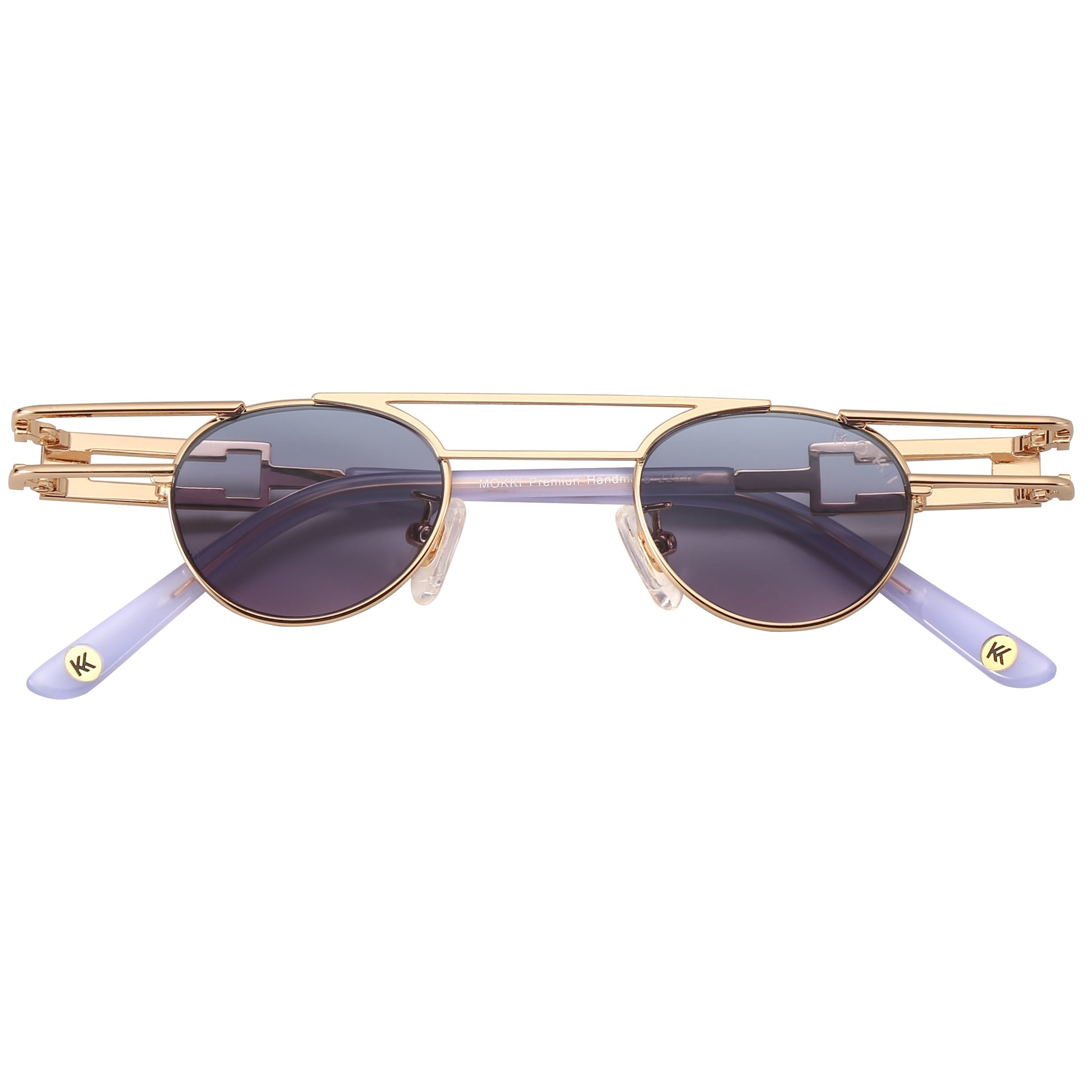 Mokki Petite Ovals 18k Gold-plated sunglasses with purple lenses
