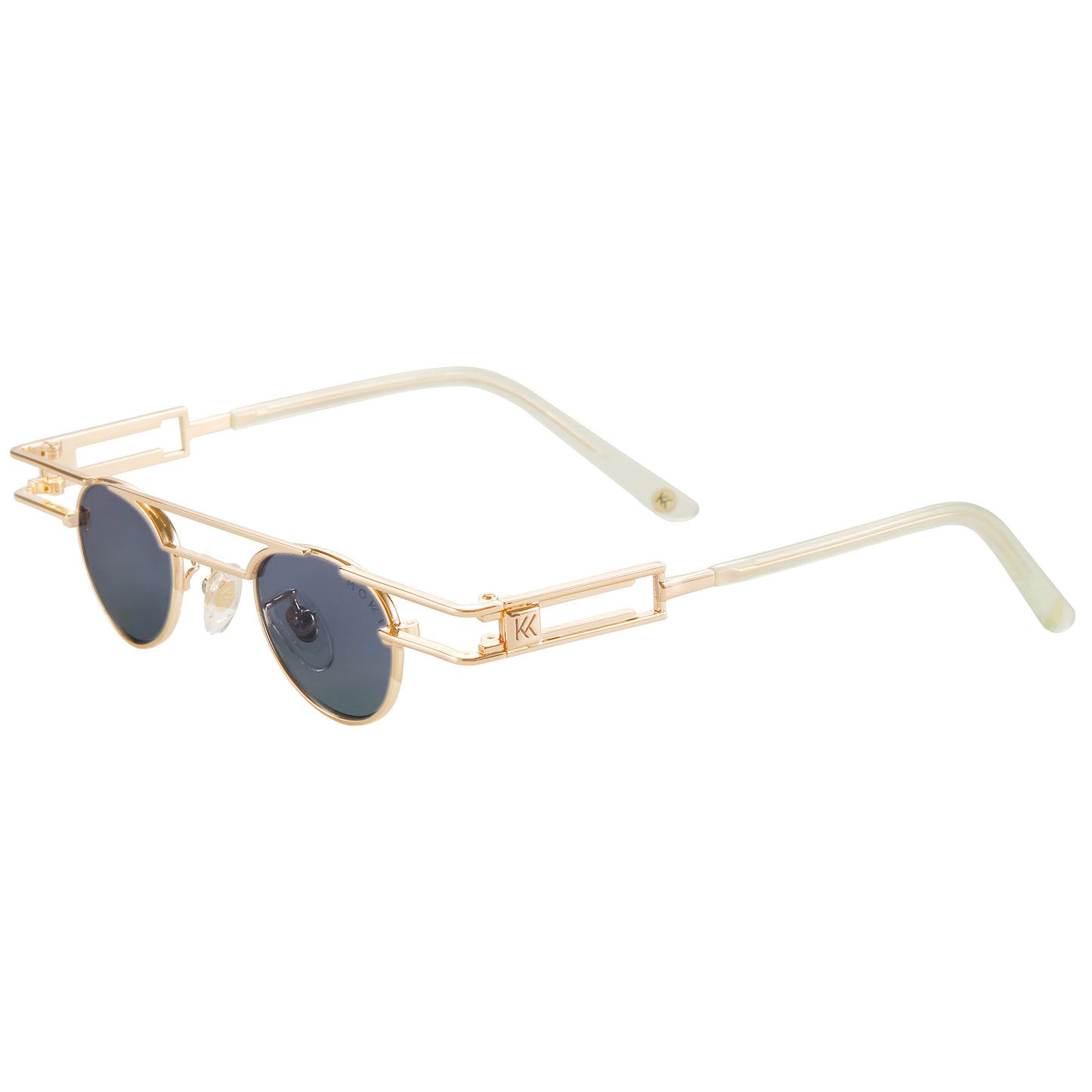 Mokki Petite Ovals 18k Gold-plated sunglasses with green lenses